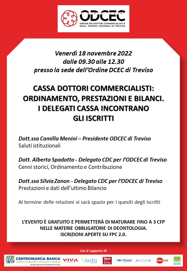 Evento Cassa 18 novembre 2022